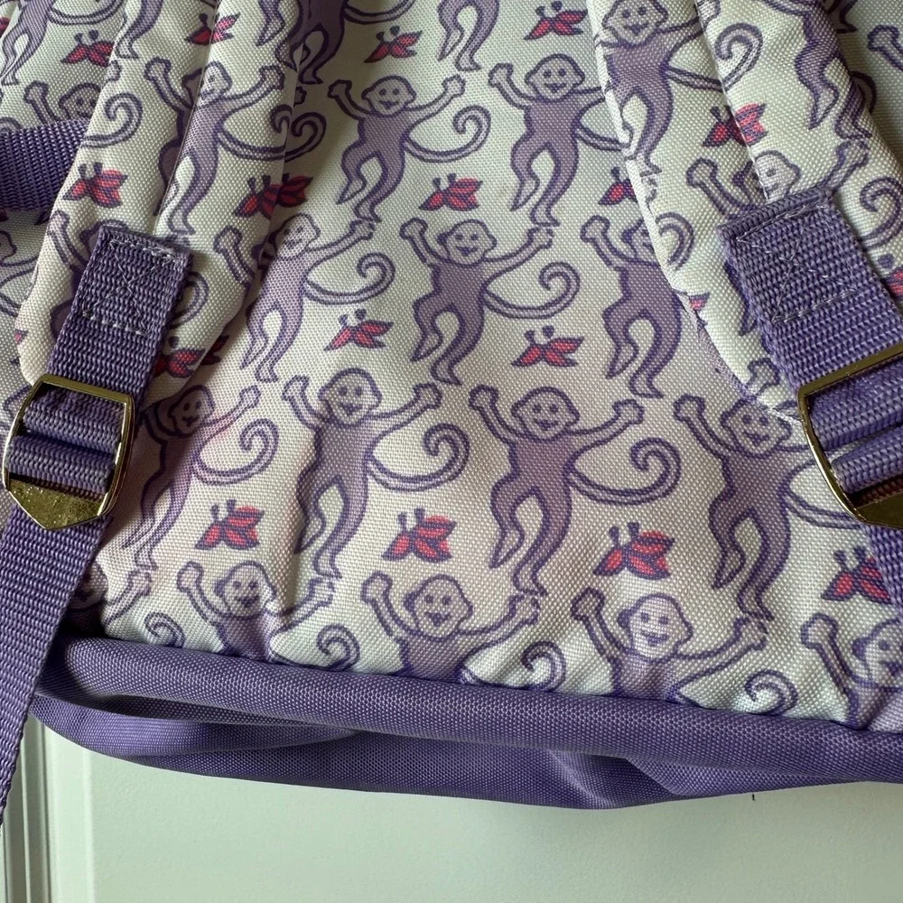 Roller Rabbit Pottery Barn Teen Colby Large Backpack Purple Monkey Print Eva